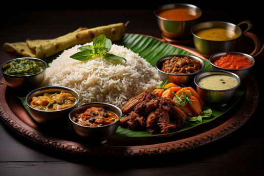Fresh indian food thali. indian meal