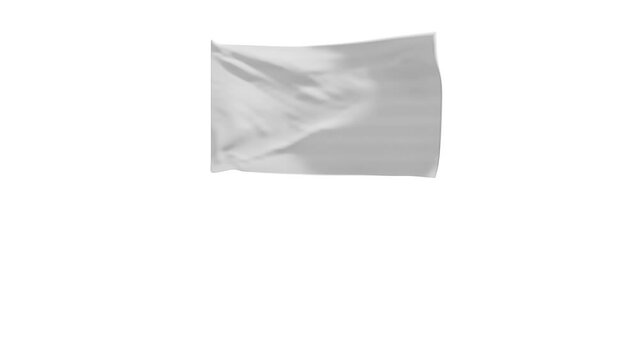 3D rendering of the flag of White flag waving in the wind.