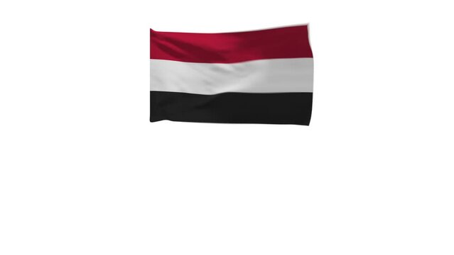 3D rendering of the flag of Yemen waving in the wind.