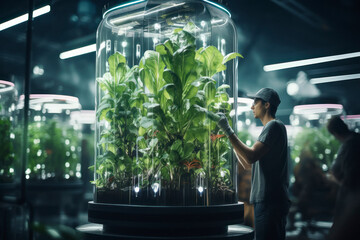 shot of biologists plant incubators in a lab. - obrazy, fototapety, plakaty