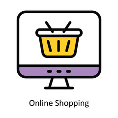 Online Shopping vector Fill outline Icon Design illustration. Web store Symbol on White background EPS 10 File 