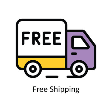 Free Shipping vector Fill outline Icon Design illustration. Web store Symbol on White background EPS 10 File 