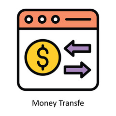 Money Transfer vector Fill outline Icon Design illustration. Web store Symbol on White background EPS 10 File 
