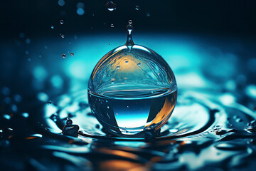 Close view of water drop and water splash