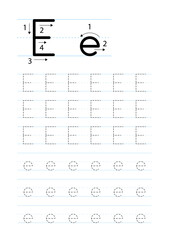 Printable letter E alphabet tracing worksheet