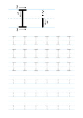 Printable letter I alphabet tracing worksheet