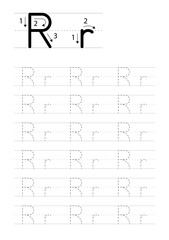 Printable letter R alphabet tracing worksheet
