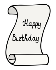 A scroll of congratulations. Rolled up white sheet with 