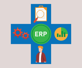 ERP Enterprise resource planning 2d vector illustration concept for banner, website, landing page, flyer, etc