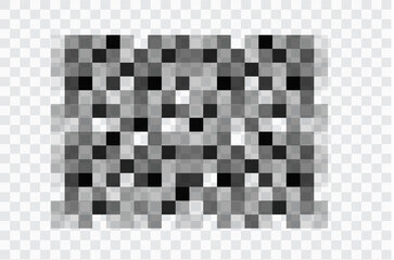 Fototapeta na wymiar Censor pixel mosaic bar, simple gray blur censure frame on transparent background