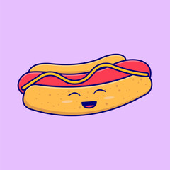 vector cute hotdog hand drawn illustration icon concept isolated