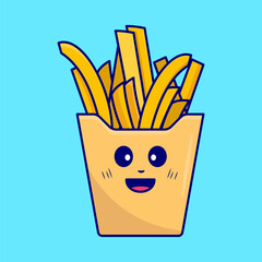 vector cute French fries hand drawn illustration icon concept isolated