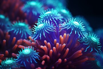 Obraz na płótnie Canvas A vibrant cluster of sea anemones in their natural habitat
