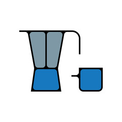 picto logo icones et symbole cafe cafetiere et tasse cafeteria fin bleu
