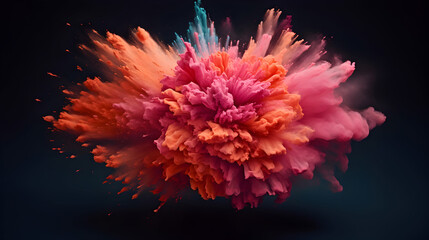 Visualize a color powder bloom in extreme slow motion.