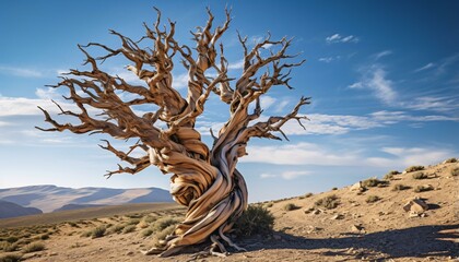 A majestic ancient desert tree standing tall in the barren landscape