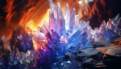 A stunning close-up of a massive crystal object sparkling in the light - obrazy, fototapety, plakaty