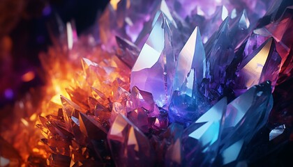 Beautiful and vibrant crystals in various colors and shapes - obrazy, fototapety, plakaty