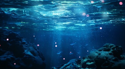 Fototapeta na wymiar An underwater rock formation in crystal clear water