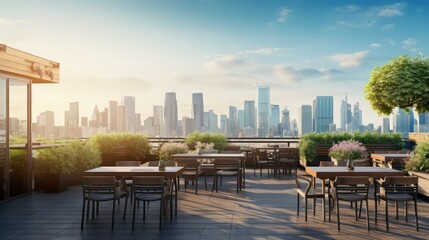 a view of the city in cafe