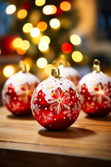 Happy New Year and Christmas Greeting Cards.  Holidays background. AI generative.