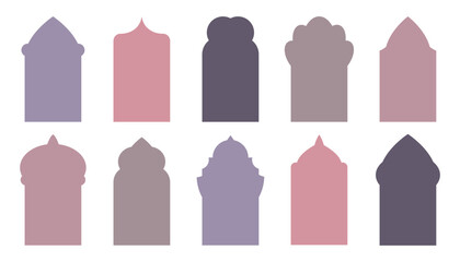 Islamic, arab vector window, door icon set