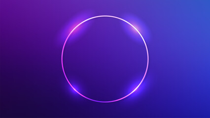 Neon circle frame with shining effects