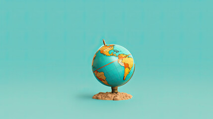 Glowing Globe with Wire frame latitude and longitude lines, Blue Global Business, copy space