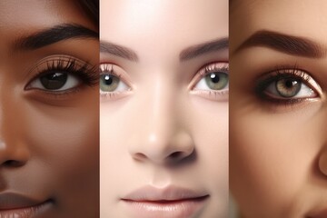 collage of the eyes of girls of different nationalities, generative AI