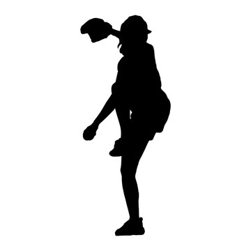 silhouette of a baseball girl vector