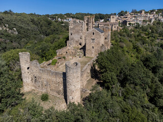 Cathar castle of Saissac, village of Saissac, Aude, Black Mountain region, French Republic, Europe