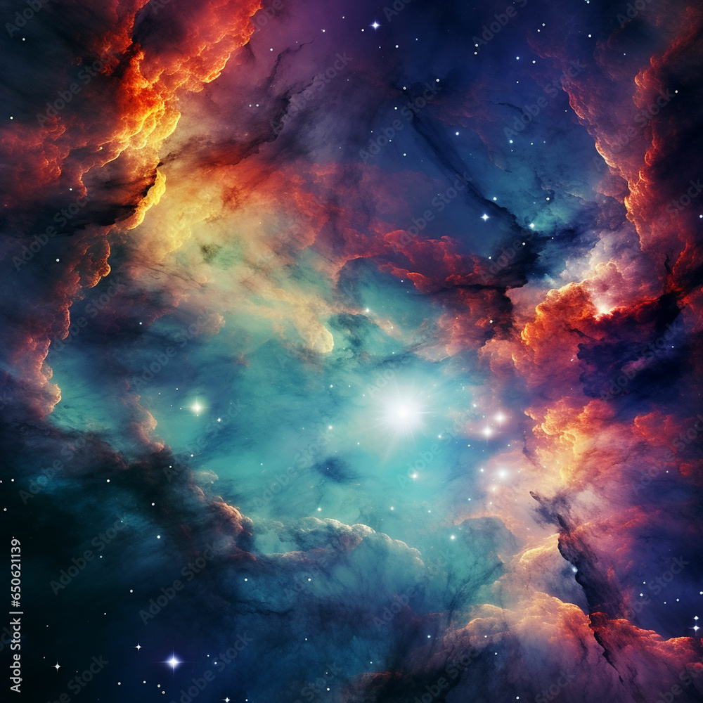 Poster hd wallpaper of colorful space stars galaxy nebula 3d rendering generative ai