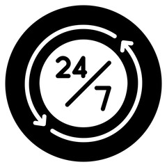 open 24 hours glyph icon