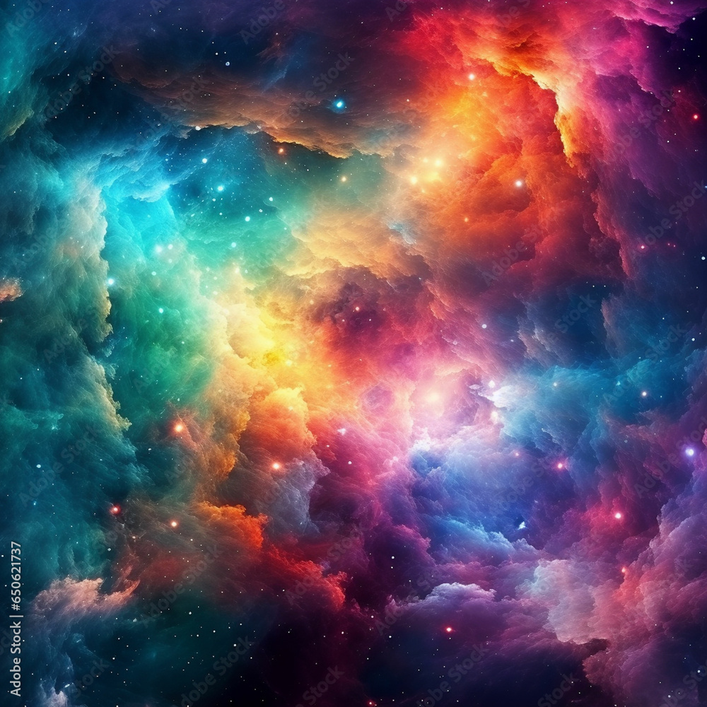 Sticker hd wallpaper of colorful space stars galaxy nebula 3d rendering generative ai