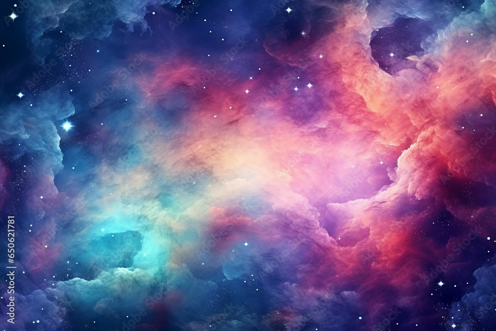 Wall mural hd wallpaper of colorful space stars galaxy nebula 3d rendering generative ai