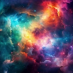 Fensteraufkleber HD Wallpaper of colorful space stars galaxy nebula 3D rendering Generative AI © msroster