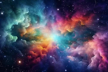 Papier Peint photo Lavable Univers HD Wallpaper of colorful space stars galaxy nebula 3D rendering Generative AI