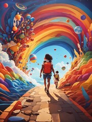 Fototapeta premium Amazing adventure and exploration As we walk on the road ahead of us are boundless 