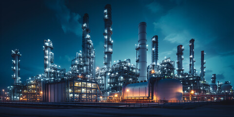 Obraz na płótnie Canvas Exploring a Heavy Chemical Industrial Plant at Night background