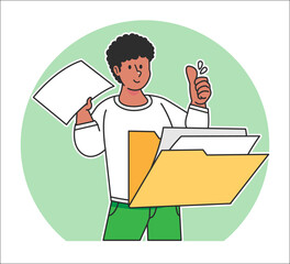 A man searches for data from a document folder