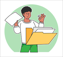 A man searches for data from a document folder