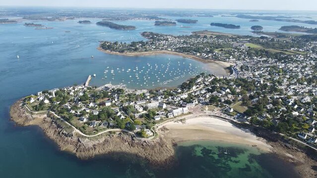 Port Navalo Arzon Golf du Morbihan Bretagne France video aerial drone sea city 