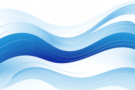 Blue wave pattern background with fluid graphic curves for a modern contemporary sea and ocean waves flat design for a concept art waveform project, computer Generative AI stock illustration image