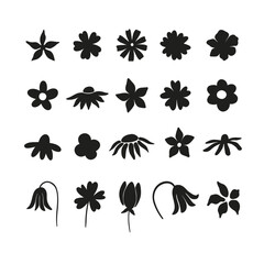 Modern abstract floral shapes isolated on white. Vector flower doodles. Vector botanical floral silhouette. 