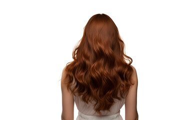 Fototapeta premium the back view of a wavy brown hair isolated on white background