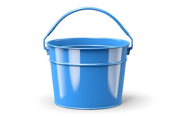 a blue bucket with a handle isolated on a white background