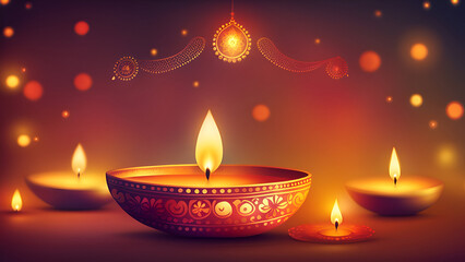 Beautiful diwali background with diya lamp.