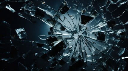Broken glass frame realistic smashed window shards with cracks random shapes 