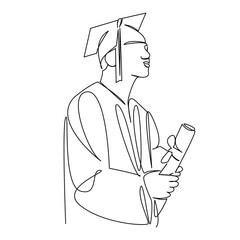 young man student received a diploma