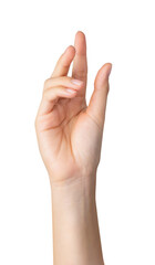 Hand touching or pointing on isolated background.